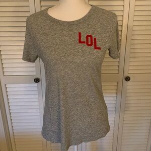 J. Crew Gray and Red LOL Graphic Tee